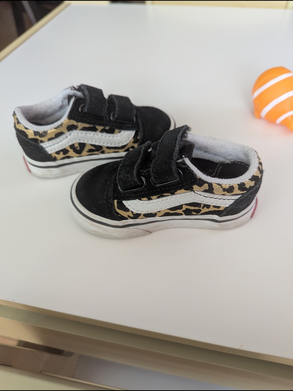 Vans Kids Leopard Print Velcro Sneakers - Black/Beige